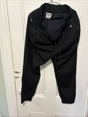 Men's Black Drawstring Joggers with Zippered Pocket